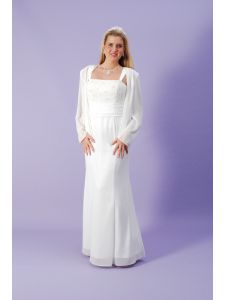 Mon Cheri muszlin elegánsan egyszerü esküvői ruha, boleróval, polgári esküvői ruha MC/1511