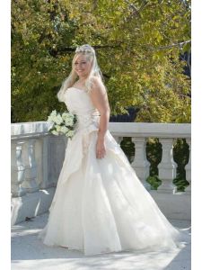 Eternity organza és tafft molett menyasszonyi ruha, abroncos pánt nélküli, nagyméret ES 296